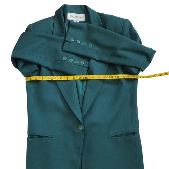 Jones New York Vintage 90s Green Wool Blazer Size 8 - Picture 5 of 13